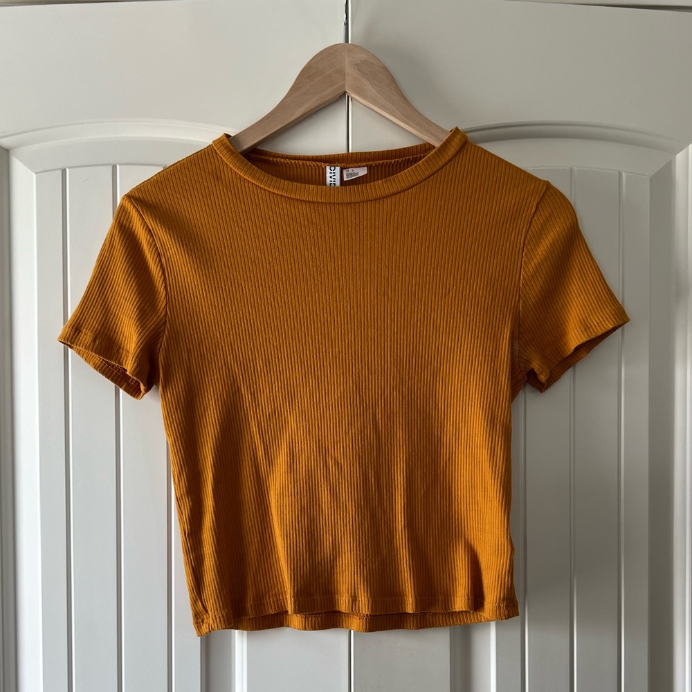 H&M Ribbed Crop Top Tee